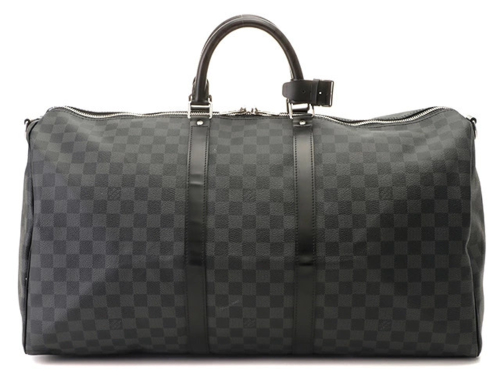 LOUIS VUITTON Keepall Bandouliere Boston Bag Travel Damier Graphite Black